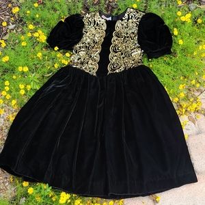 Vintage Jessica Mc Clintock cap sleeve Gold dress